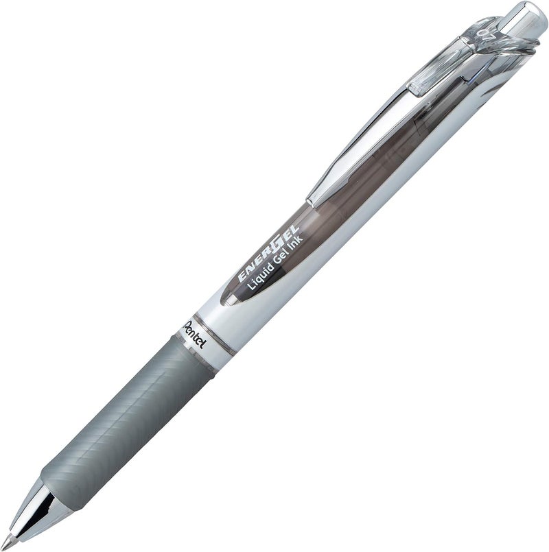 Pentel EnerGel RTX Retractable Liquid Gel Ink Pen, (0.7mm) Medium line, Gray Ink, Box of 12 Pens (BL77-N) - Image 2